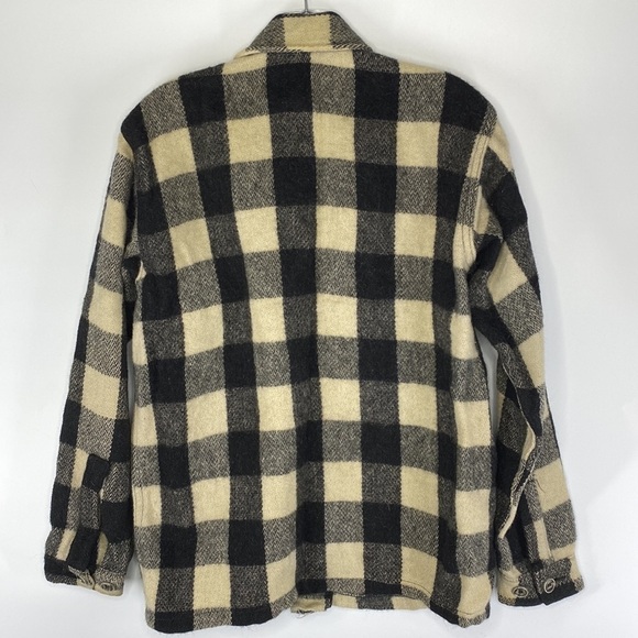 Vintage Jim Penney Sportwear Wool Button Up Shirt Jacket Black White Rare - Picture 4 of 10